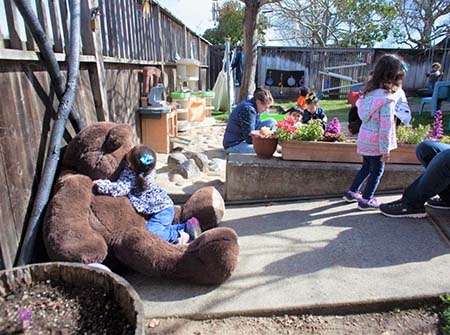children playing in the yard